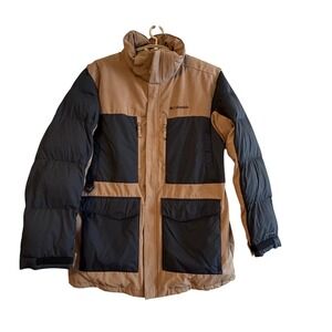 Columbia Omni-Heat Infinity  XL Men Parka Jacket Tan Black Colorblock NO HOOD